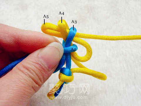 中国结一字型团锦共用套走线图解(图5)