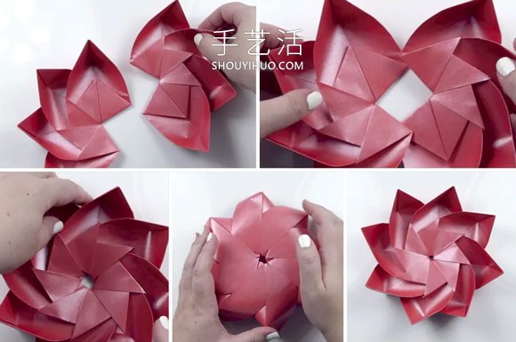 折纸八瓣莲花的视频教程 包括花瓣和叶子折法(图7) 折纸八瓣莲花的视频教程 包括花瓣和叶子折法(图7)