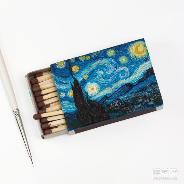 微型艺术:在火柴盒上手绘梵高经典画作(图4) 微型艺术:在火柴盒上手绘梵高经典画作(图4)