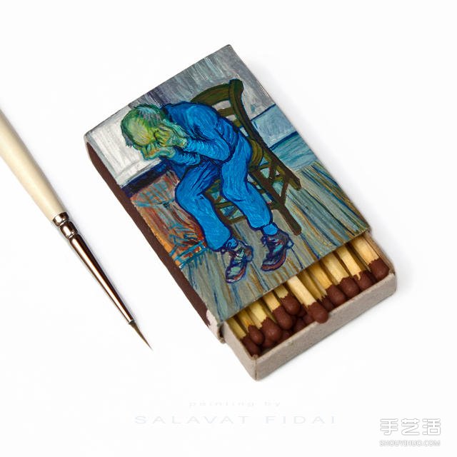 微型艺术:在火柴盒上手绘梵高经典画作(图6) 微型艺术:在火柴盒上手绘梵高经典画作(图6)