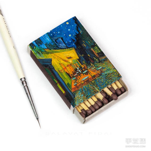 微型艺术:在火柴盒上手绘梵高经典画作(图3) 微型艺术:在火柴盒上手绘梵高经典画作(图3)
