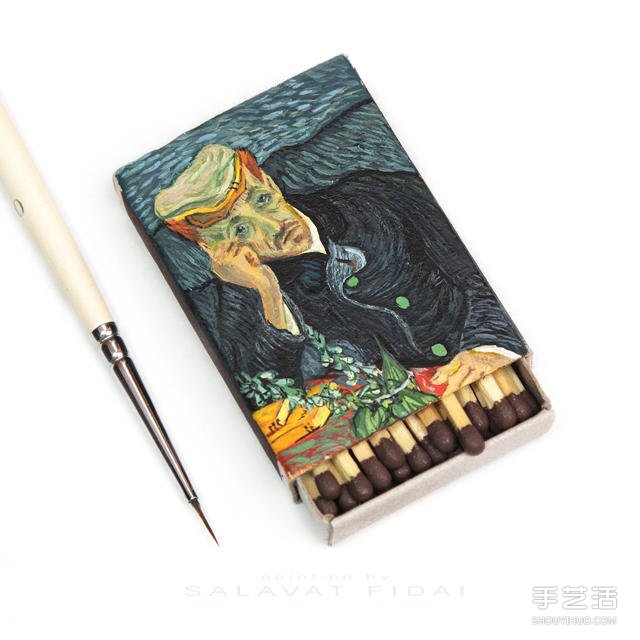 微型艺术：在火柴盒上手绘梵高经典画作 - 诺云双维造物网