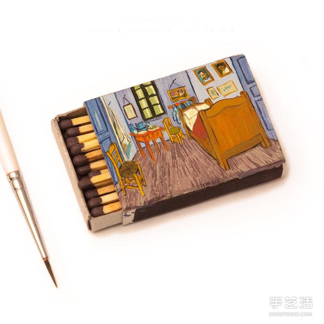 微型艺术:在火柴盒上手绘梵高经典画作(图2) 微型艺术:在火柴盒上手绘梵高经典画作(图2)