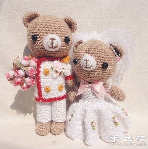 手工针织可爱小熊玩偶婚纱照(图2) 手工针织可爱小熊玩偶婚纱照(图2)