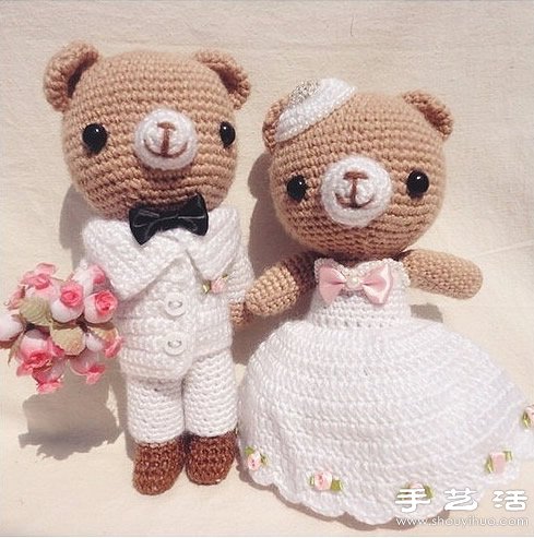 手工针织可爱小熊玩偶婚纱照(图3) 手工针织可爱小熊玩偶婚纱照(图3)