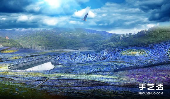 400万个饮料瓶变废为宝 打造梵高《星夜》(图3) 400万个饮料瓶变废为宝 打造梵高《星夜》(图3)