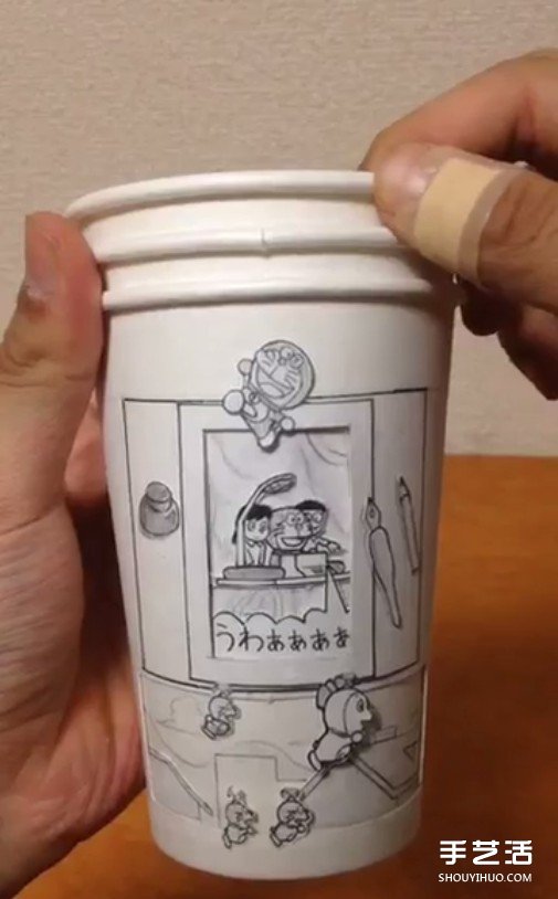 纸杯DIY超牛动画 跟着大雄一起搭上时光机吧(图6)