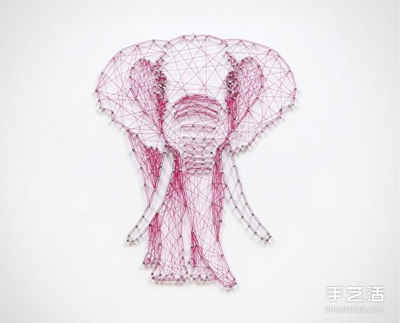 创意立体装饰画手工制作 用线在钉子上拉出图案 - 诺云双维造物网
