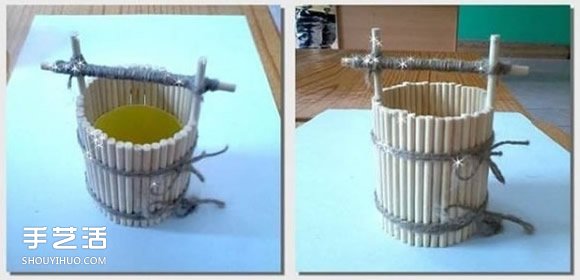 口香糖瓶子废物利用DIY手工制作水桶模型(图4) 口香糖瓶子废物利用DIY手工制作水桶模型(图4)