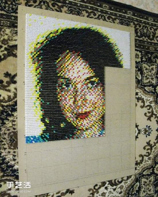 图钉画制作教程:他用一个月钉出女友肖像画(图10) 图钉画制作教程:他用一个月钉出女友肖像画(图10)