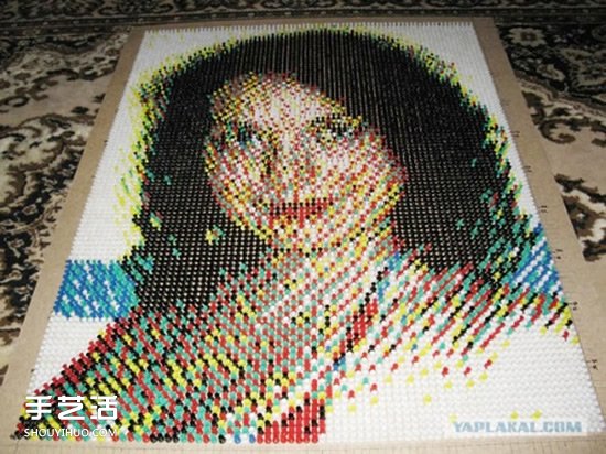 图钉画制作教程:他用一个月钉出女友肖像画(图12) 图钉画制作教程:他用一个月钉出女友肖像画(图12)