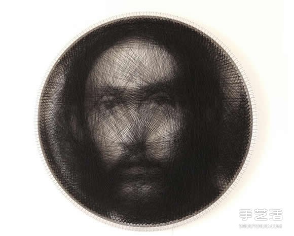 用棉线编织缠绕 完成朦胧复古的特殊人像画(图2) 用棉线编织缠绕 完成朦胧复古的特殊人像画(图2)