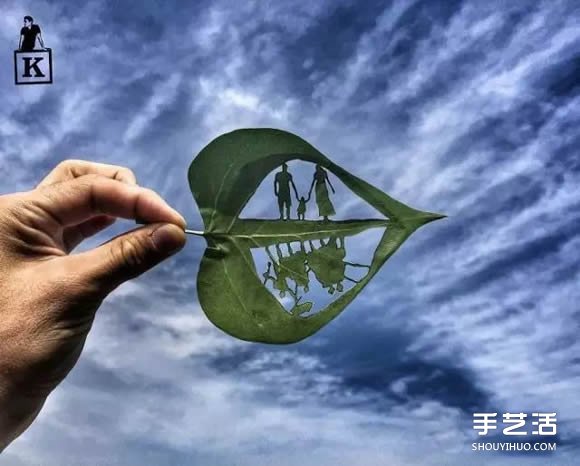 叶子切割画作品图片 精美手工叶切画图片欣赏(图9) 叶子切割画作品图片 精美手工叶切画图片欣赏(图9)