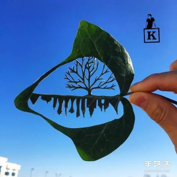 叶子切割画作品图片 精美手工叶切画图片欣赏 - 诺云双维造物网