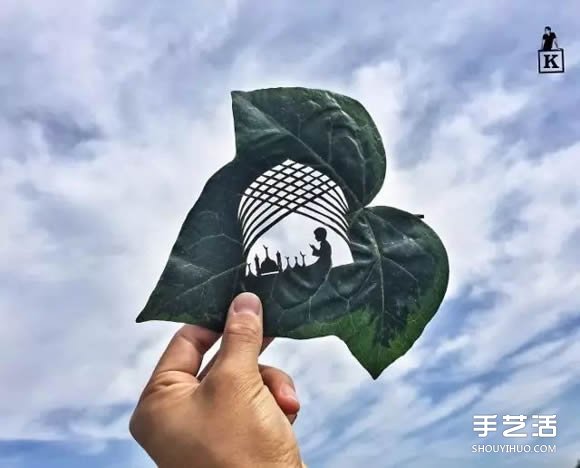 叶子切割画作品图片 精美手工叶切画图片欣赏(图2) 叶子切割画作品图片 精美手工叶切画图片欣赏(图2)