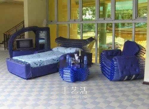 用塑料瓶做的小制作 凳子沙发垃圾桶随便选(图5) 用塑料瓶做的小制作 凳子沙发垃圾桶随便选(图5)