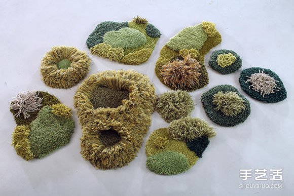 利用绿色毛线织成的自然系地毯 看起来超舒服(图5) 利用绿色毛线织成的自然系地毯 看起来超舒服(图5)