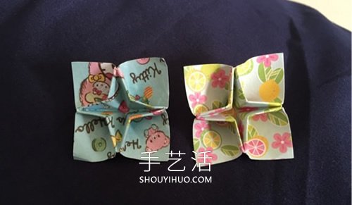 儿童简单折纸四角花的折法图解教程 - 诺云双维造物网