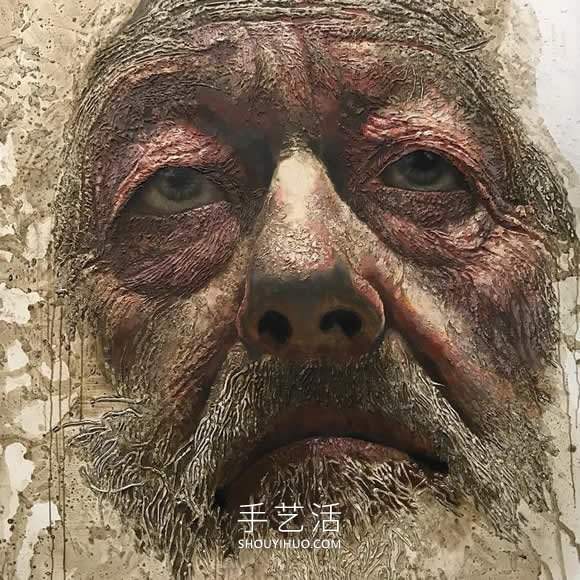 近看是地形图远看是3D立体人像画的创意手绘(图4) 近看是地形图远看是3D立体人像画的创意手绘(图4)