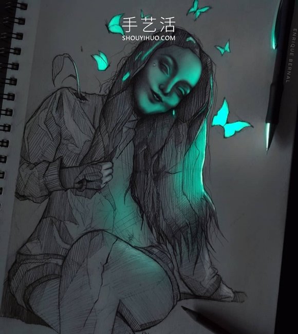 看起来像被荧光灯照亮的创意铅笔画DIY(图8) 看起来像被荧光灯照亮的创意铅笔画DIY(图8)