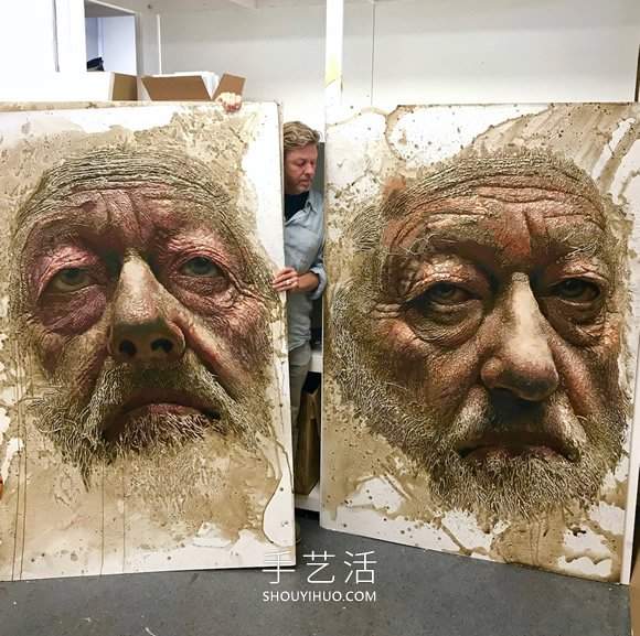 近看是地形图远看是3D立体人像画的创意手绘 - 诺云双维造物网