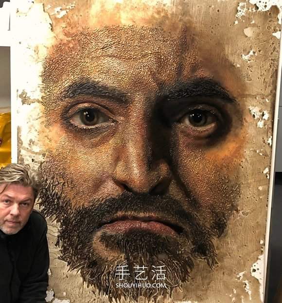 近看是地形图远看是3D立体人像画的创意手绘(图2) 近看是地形图远看是3D立体人像画的创意手绘(图2)