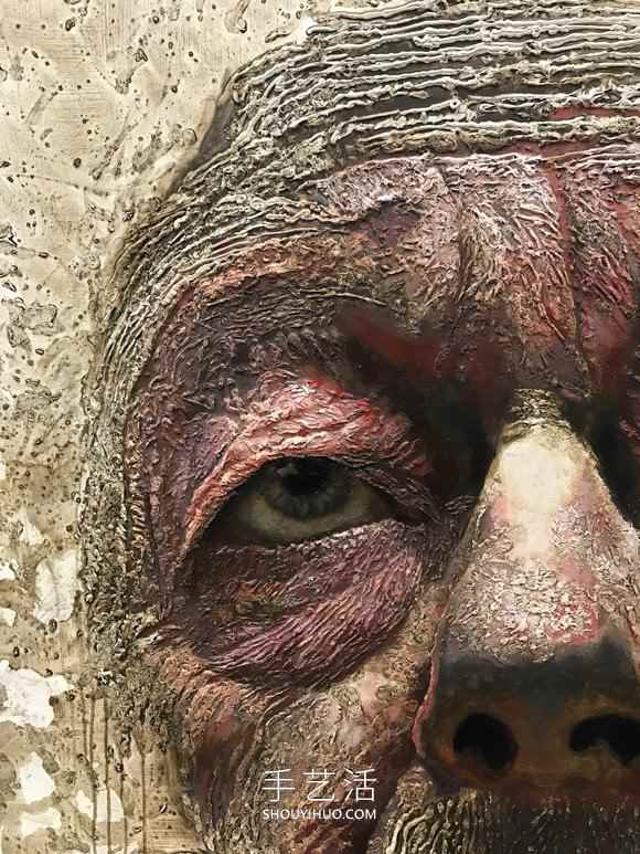 近看是地形图远看是3D立体人像画的创意手绘(图6) 近看是地形图远看是3D立体人像画的创意手绘(图6)