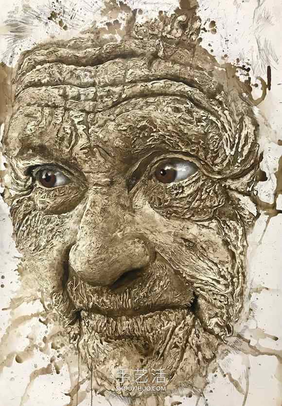 近看是地形图远看是3D立体人像画的创意手绘(图8) 近看是地形图远看是3D立体人像画的创意手绘(图8)
