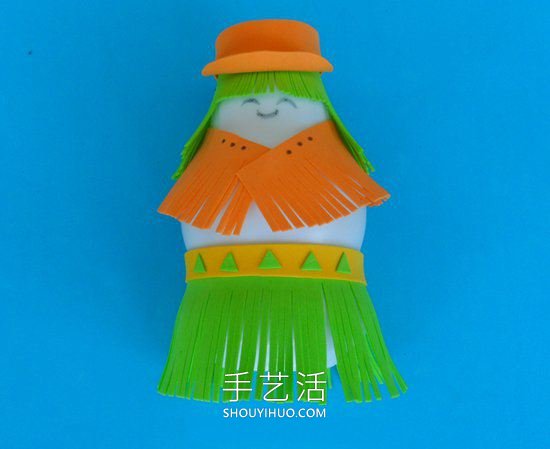 酸奶瓶手工制作女郎人偶的做法教程(图9)