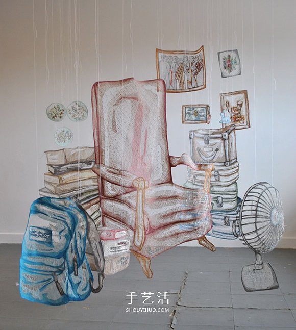 用线创作雕塑装置 彷彿一吹即散的“线画”(图6) 用线创作雕塑装置 彷彿一吹即散的“线画”(图6)