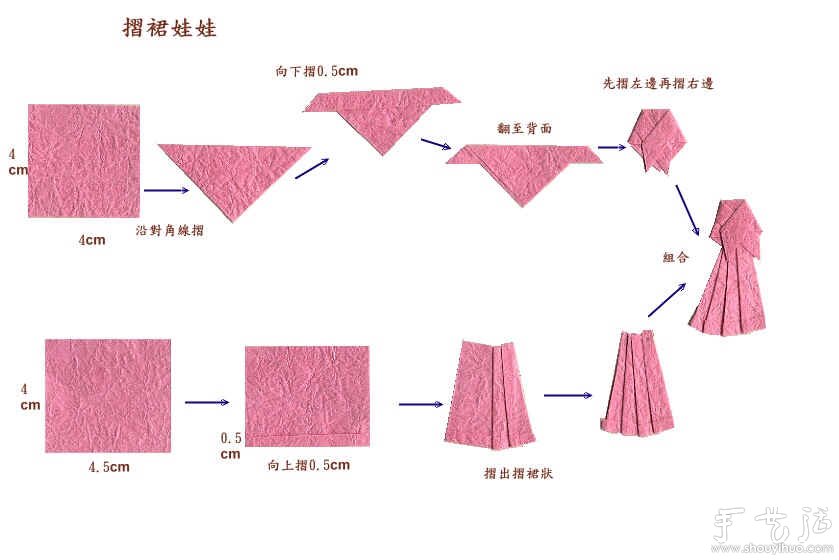 日本和服小纸人书签的折纸教程(图5)