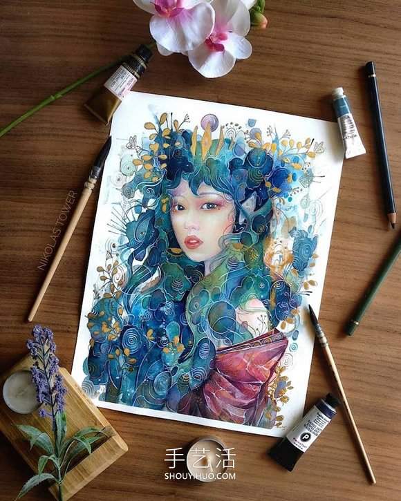 耀眼金箔细节照亮超凡脱俗的神秘女性肖像画(图8) 耀眼金箔细节照亮超凡脱俗的神秘女性肖像画(图8)