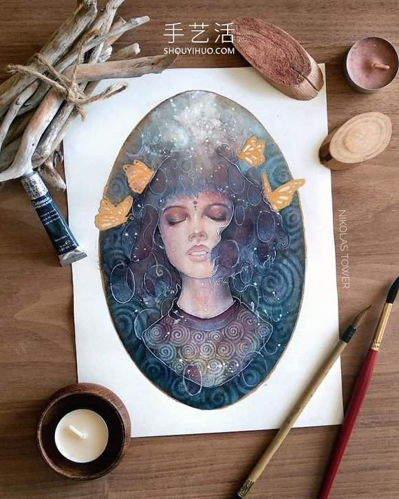 耀眼金箔细节照亮超凡脱俗的神秘女性肖像画(图10) 耀眼金箔细节照亮超凡脱俗的神秘女性肖像画(图10)