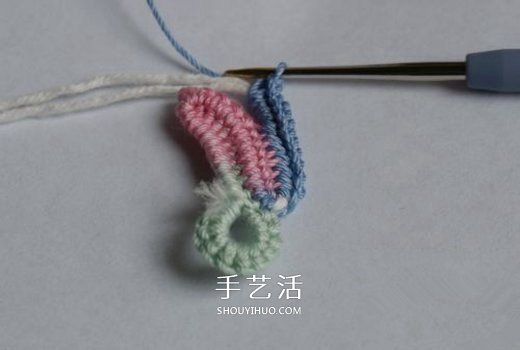 钩针编织五彩菊的方法图解 单元菊花的钩织方法(图5) 钩针编织五彩菊的方法图解 单元菊花的钩织方法(图5)