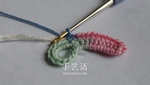 钩针编织五彩菊的方法图解 单元菊花的钩织方法(图4) 钩针编织五彩菊的方法图解 单元菊花的钩织方法(图4)