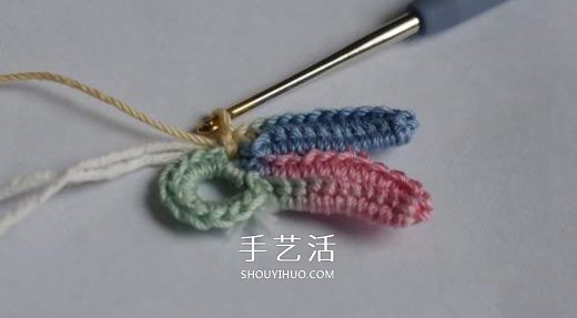 钩针编织五彩菊的方法图解 单元菊花的钩织方法(图6) 钩针编织五彩菊的方法图解 单元菊花的钩织方法(图6)