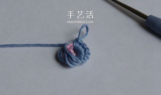 钩针编织五彩菊的方法图解 单元菊花的钩织方法(图8) 钩针编织五彩菊的方法图解 单元菊花的钩织方法(图8)