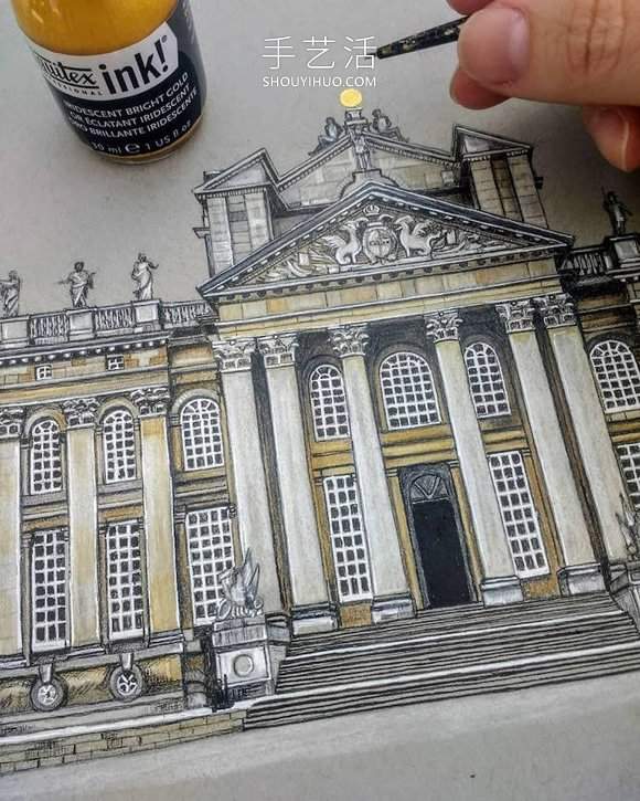 自学成才的艺术家素描精确而详尽的建筑图纸(图11) 自学成才的艺术家素描精确而详尽的建筑图纸(图11)