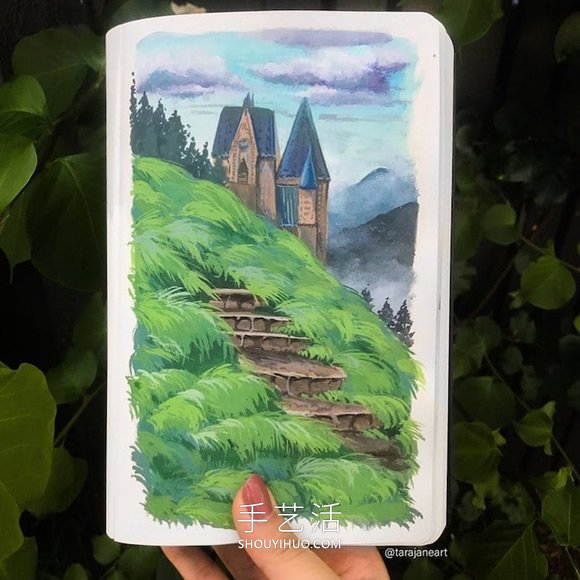 受吉卜力电影启发,梦幻山水画装满了她的素描本(图3) 受吉卜力电影启发,梦幻山水画装满了她的素描本(图3)
