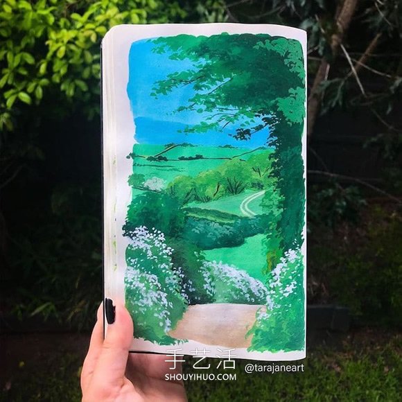 受吉卜力电影启发,梦幻山水画装满了她的素描本(图8) 受吉卜力电影启发,梦幻山水画装满了她的素描本(图8)