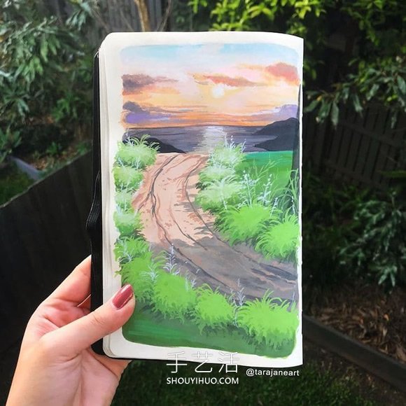 受吉卜力电影启发,梦幻山水画装满了她的素描本(图9) 受吉卜力电影启发,梦幻山水画装满了她的素描本(图9)