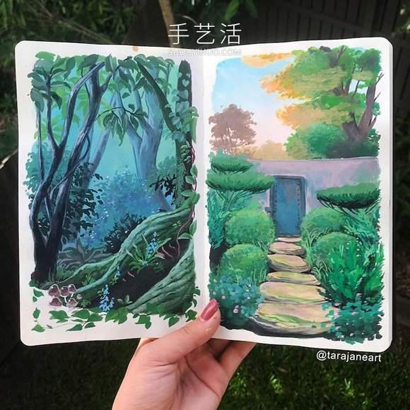 受吉卜力电影启发,梦幻山水画装满了她的素描本(图7) 受吉卜力电影启发,梦幻山水画装满了她的素描本(图7)