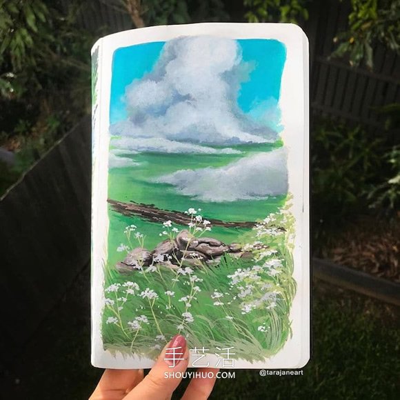 受吉卜力电影启发,梦幻山水画装满了她的素描本(图10) 受吉卜力电影启发,梦幻山水画装满了她的素描本(图10)