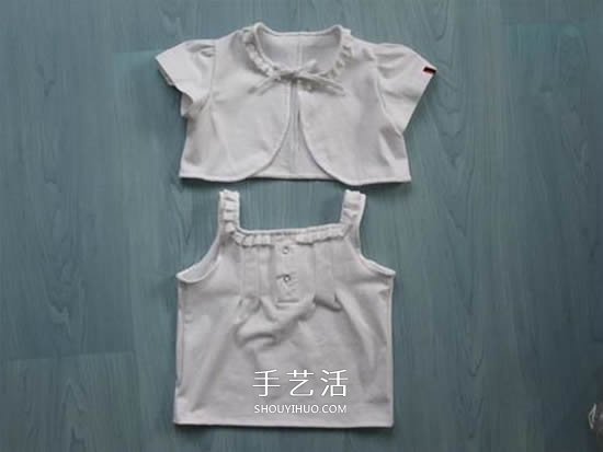 旧衣改造:男款T恤改造儿童坎肩背心套装(图11) 旧衣改造:男款T恤改造儿童坎肩背心套装(图11)