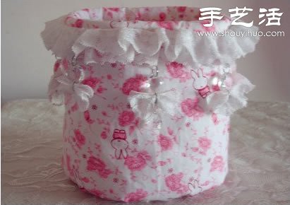 油桶+棉花+棉布 废物利用手工制作收纳筐(图3) 油桶+棉花+棉布 废物利用手工制作收纳筐(图3)