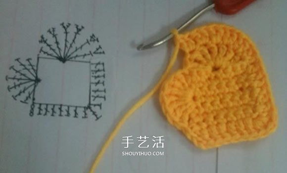 简单钩针编织教程:毛线爱心小挂饰的织法(图9) 简单钩针编织教程:毛线爱心小挂饰的织法(图9)
