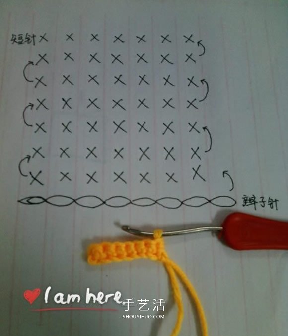 简单钩针编织教程:毛线爱心小挂饰的织法(图5) 简单钩针编织教程:毛线爱心小挂饰的织法(图5)