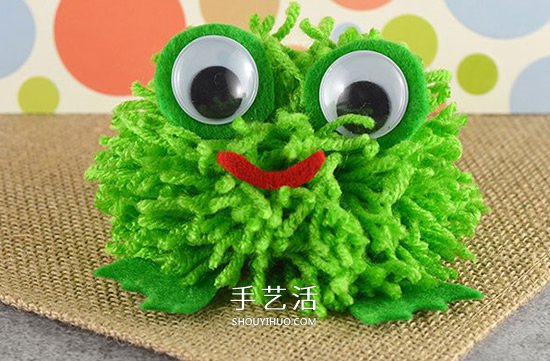 毛线小青蛙手工制作 幼儿做毛线球青蛙的方法 - 诺云双维造物网
