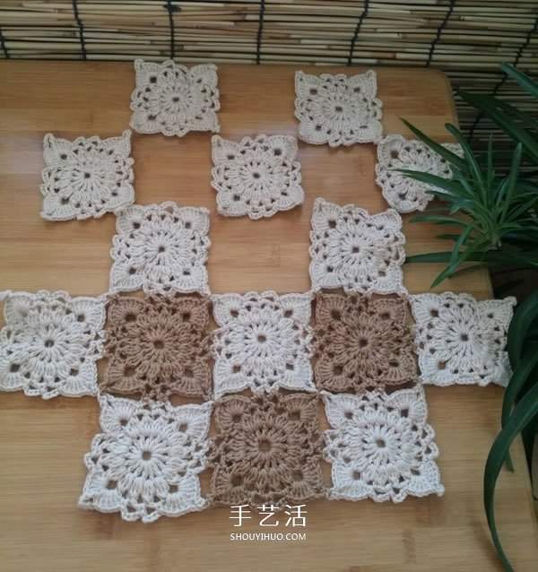 由单元花组合而成！手工钩针编织漂亮毯子图解(图8)