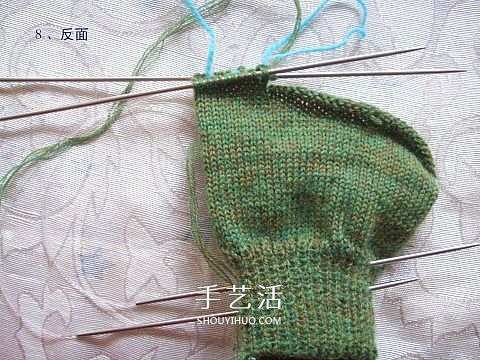 纯色无花纹手套的织法 手工编织带手指手套(图8) 纯色无花纹手套的织法 手工编织带手指手套(图8)
